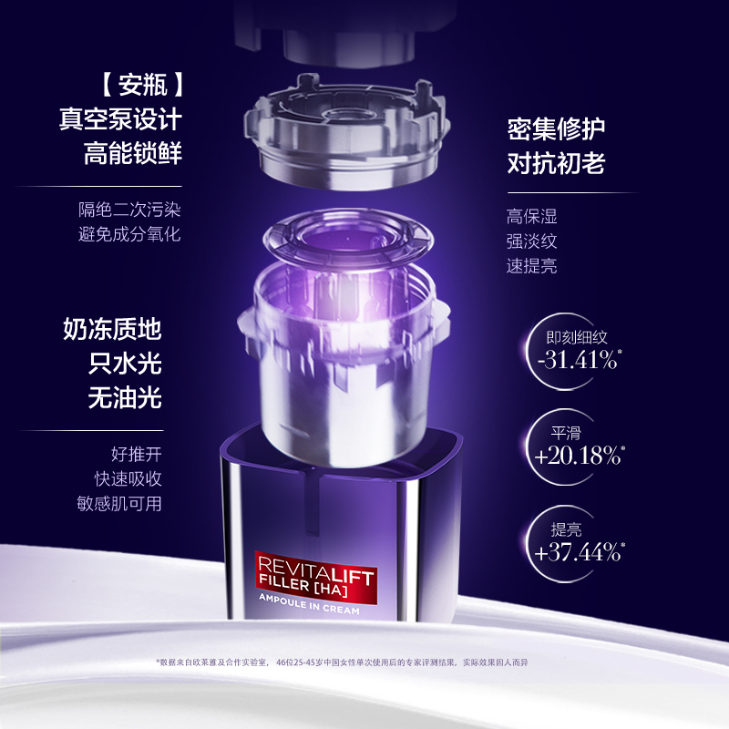 欧莱雅复颜玻尿酸水光充盈导入精华面霜 50ML 补水保湿