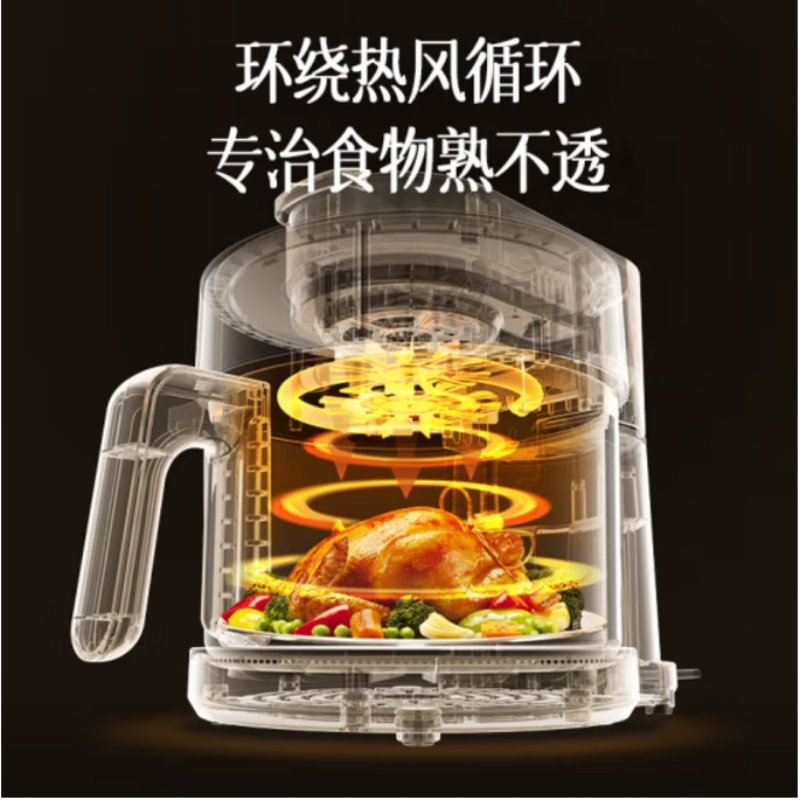 小画仙空气炸锅LKZG-3001 3L可视化高硼硅玻璃炸篮多功能无油烟电炸锅不沾低脂煎炸锅薯条机高清大图