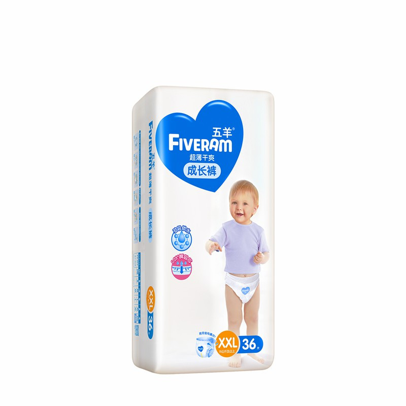 五羊(FIVERAM)超薄干爽婴儿成长裤/拉拉成长裤XXL码36片袋装(15kg以上)