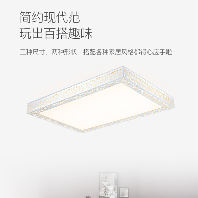 雷士照明NVC LED吸顶灯客厅灯卧室灯长方形智控调光简约现代风格铁艺灯具灯饰温馨浪漫大气餐厅吊灯阳台灯套餐 测试商品