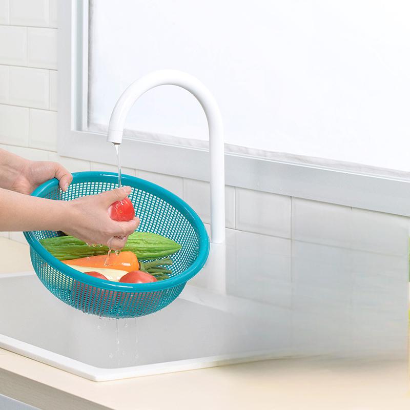 茶花 34cm雅致圆筛 洗菜篮沥水篮Ø34*12.5cm(蓝绿两色可选)/个高清大图