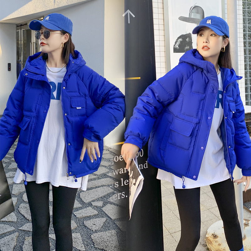 2024新款女式短款冬季连帽保暖棉衣外套