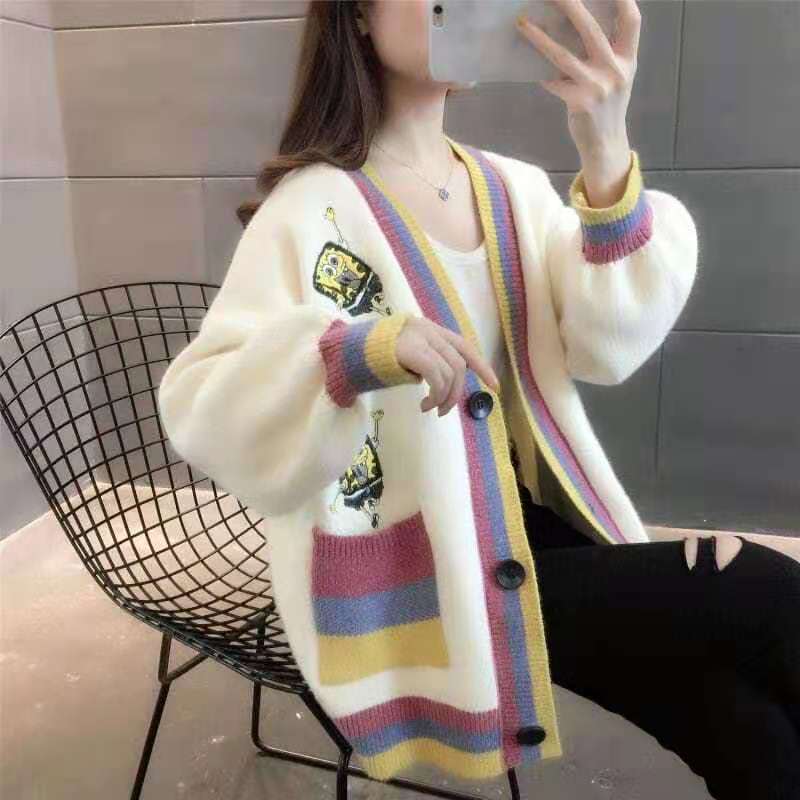 起球包退秋冬新款雪尼尔毛衣开衫外套女宽松百搭针织衫外套