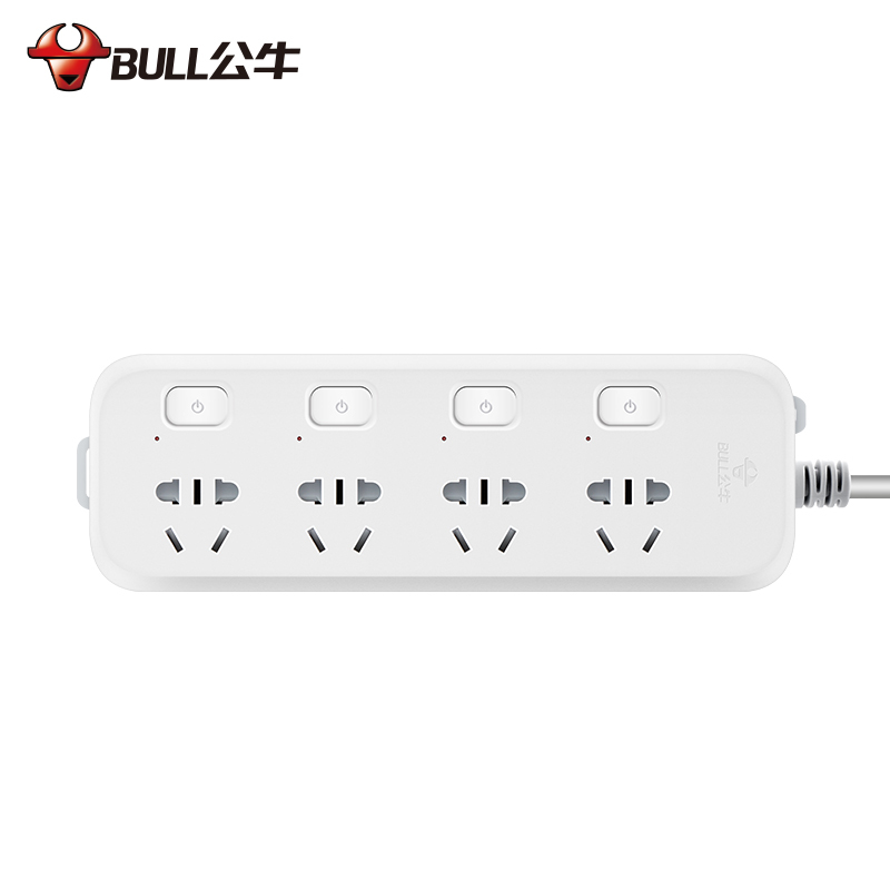 公牛(BULL)插座 GN-B5043 新国标4插位分控开关全长1.8米 带保护门电源插座/接线板/拖线板