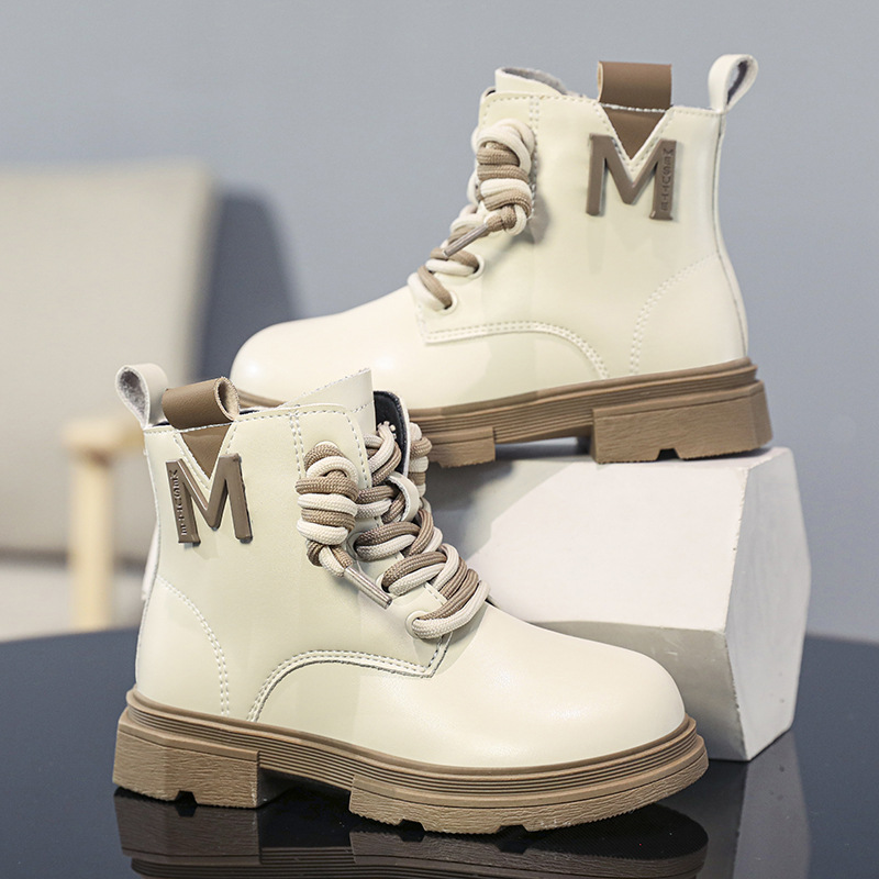 皮面高帮厚底增高儿童马丁靴秋冬运动休闲防风皮靴男女同款童鞋