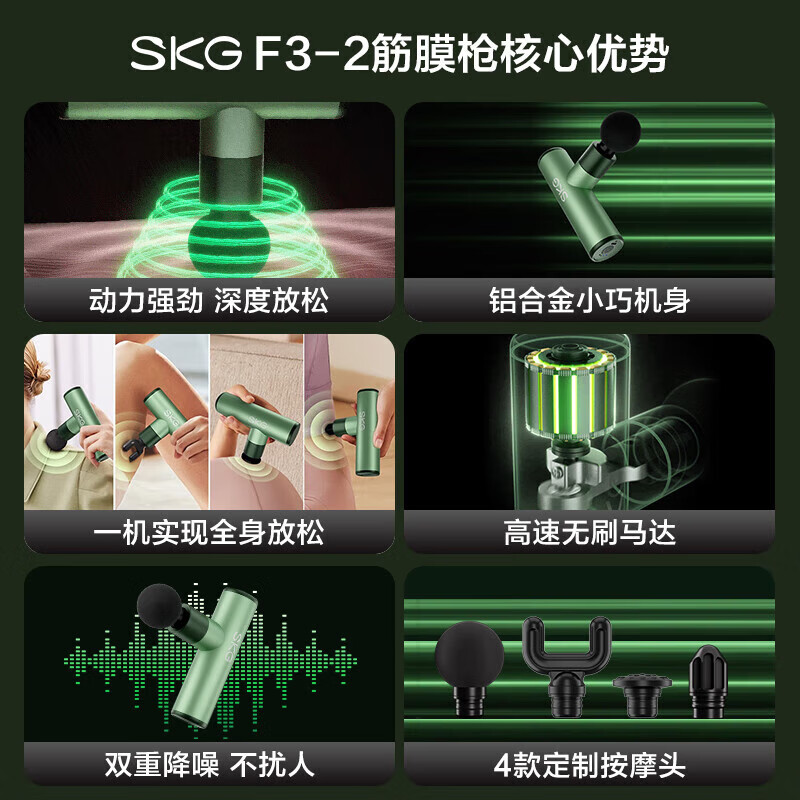 SKG 筋膜枪 按摩器经膜肌肉放松器颈膜筋络枪运动健身全身肩颈斜方肌腿部 F3-2代高清大图