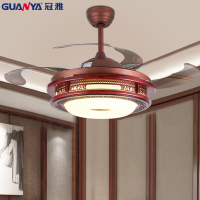 冠雅照明 隐形吊扇灯风扇灯餐厅吊灯卧室客厅家用现代简约带LED电风扇变光 实木中式款 42寸带遥控