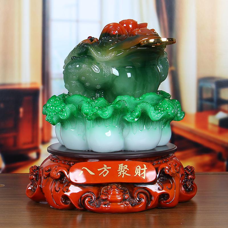 美帮汇金蟾摆件开业三足金蟾蜍白菜工艺品店铺开张送礼摆设高清大图