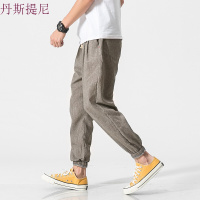 中国风春夏棉麻九分裤男哈伦裤束脚裤子亚麻小脚裤运动裤灯笼裤子
