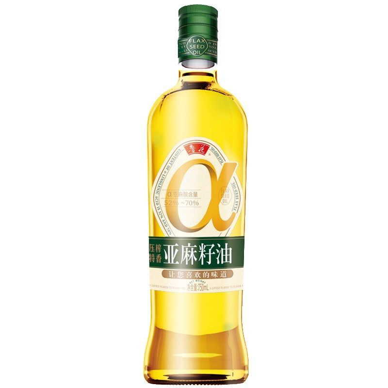 鲁花 压榨特香 亚麻籽油750ml 食用油