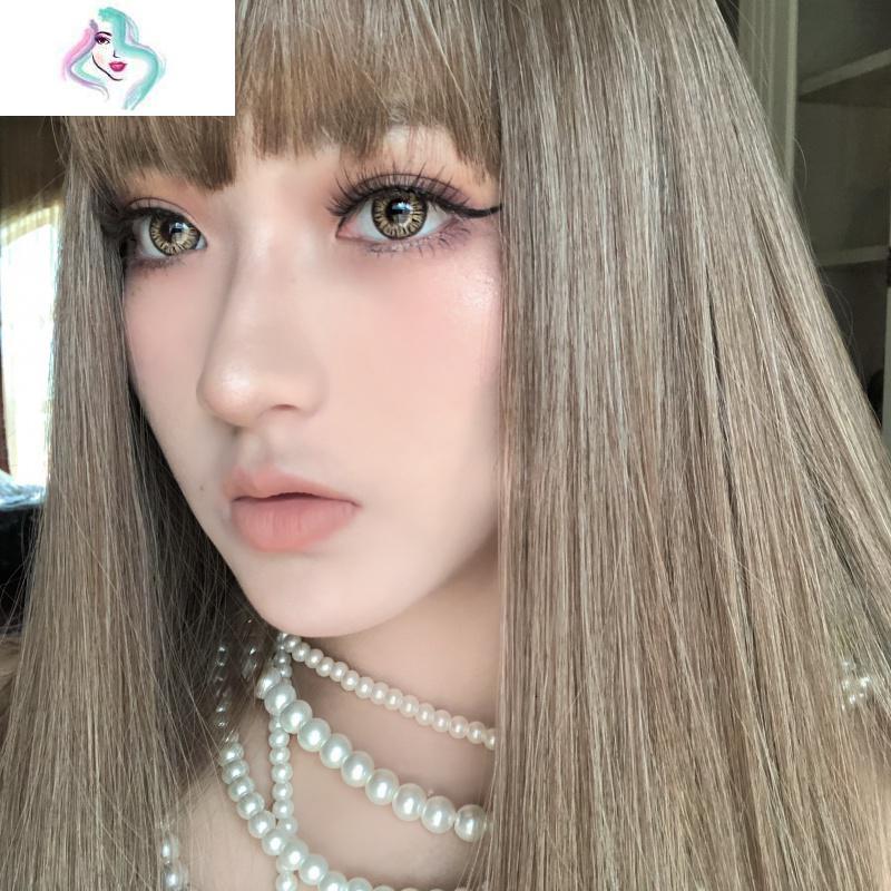 mw家原创日系混丝齐刘海长直混血棕色lisa巨显白修脸女整顶假发套你