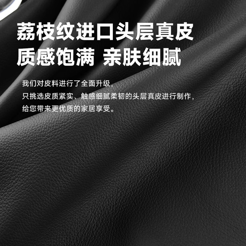 意式真皮床轻奢现代简约双人床主卧室黑色储物床家用软包实木婚床高清大图