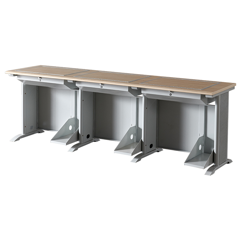 臻远ZY4012421隐藏式翻转电脑桌培训桌教室机房多媒体学习桌办公桌C款三人位