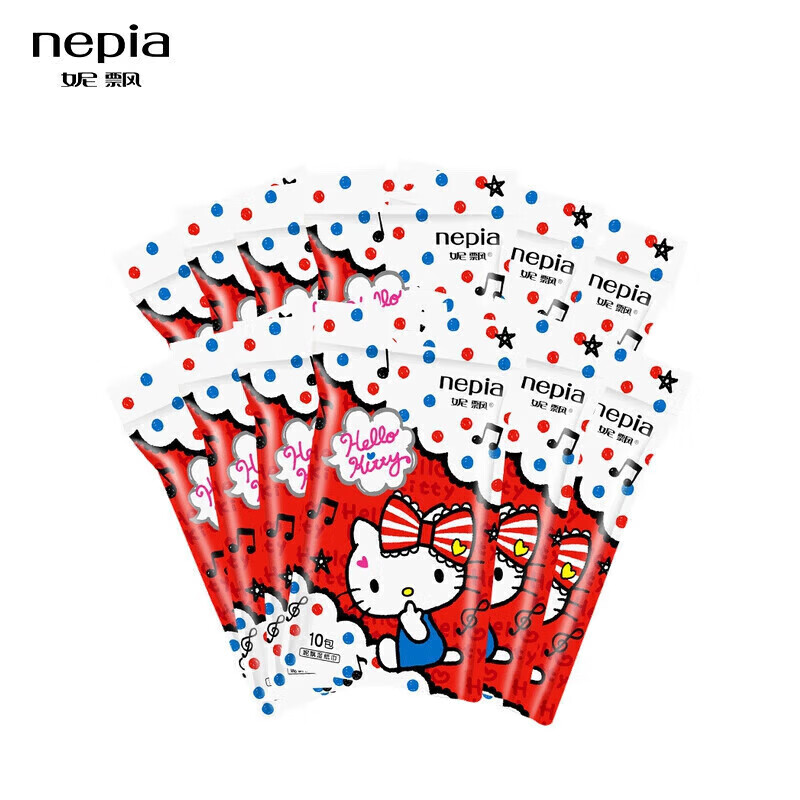 妮飘(Nepia)hello kitty凯蒂湿巾10抽*12包纸巾卡通小包装袋装便携湿巾纸巾高清大图