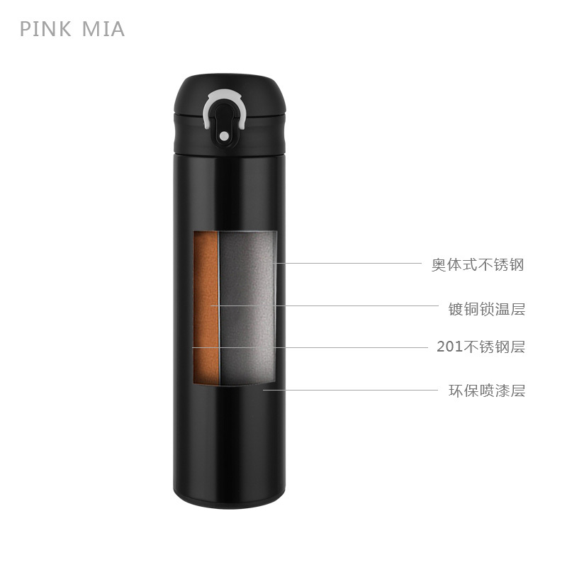 PINK-MIA韩式弹跳保温杯480ML金色