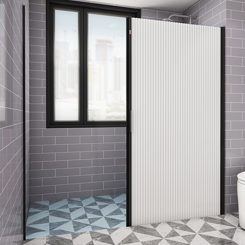 古达浴帘布卫生间隐形门帘套装折叠加厚免打孔浴室网红隔断帘