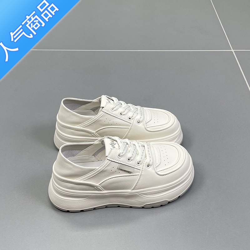 SUNTEK两穿小白鞋女2023夏季新款圆头透气时尚百搭运动休闲板搭高清大图