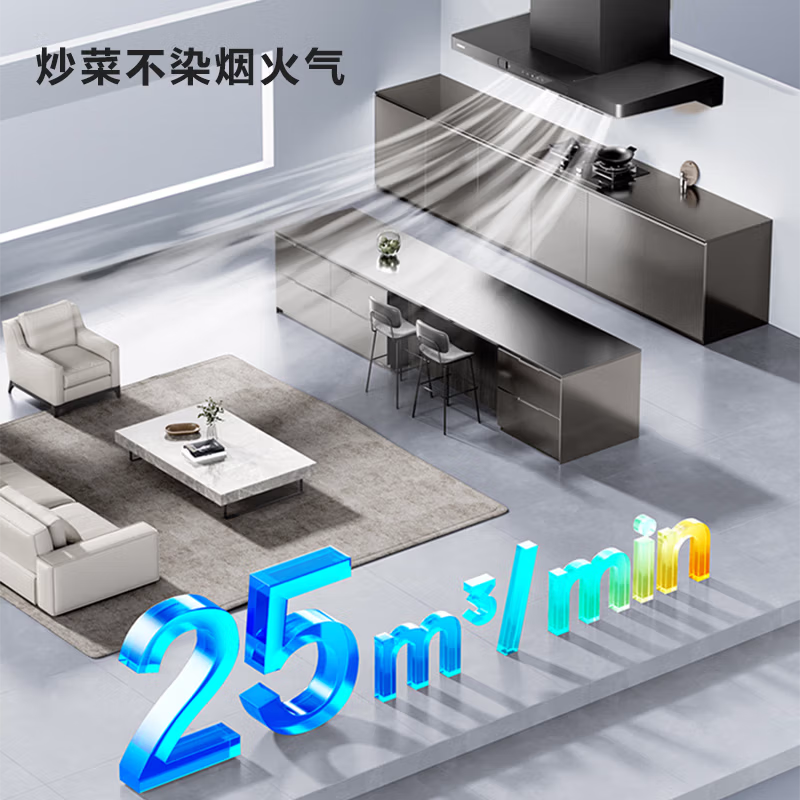 老板(Robam)欧式变频顶吸抽油烟机家用大吸力25立方风量1050Pa强势静压挥手智控61N0S单烟机高清大图