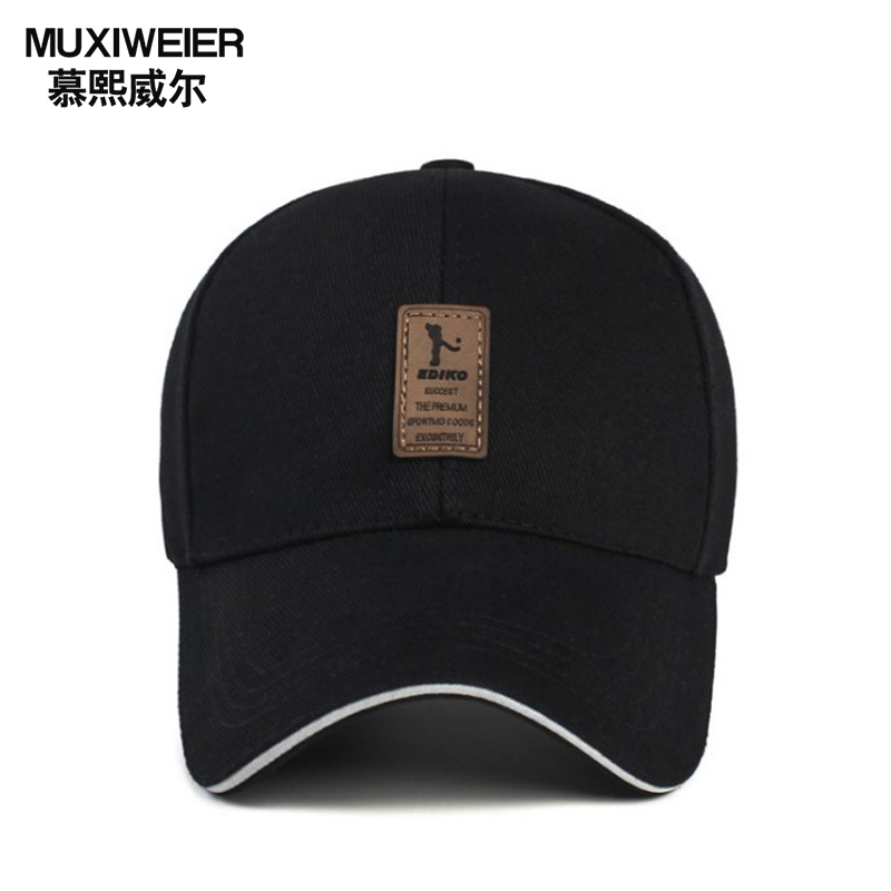 慕熙威尔帽子男冬季韩版运动棒球帽潮休闲百搭太阳帽防晒户外登山遮阳鸭舌帽女2019新品 黑色白边