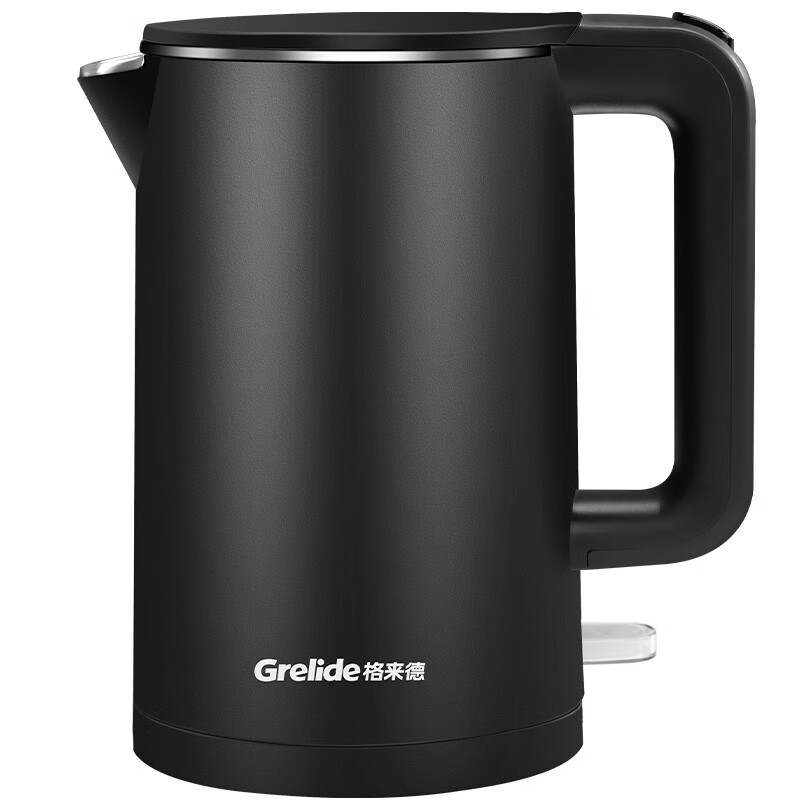 格来德 (Grelide)烧水壶HD1010酒店宾馆电水壶小型1升电热水壶学生宿舍304不锈钢热水壶双层防--岩灰色