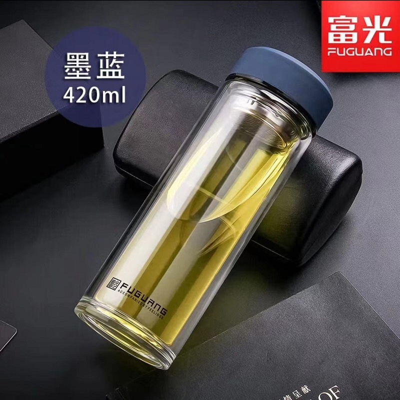 富光 G1416-420 双层玻璃杯420ml(只) 蓝色 420ml
