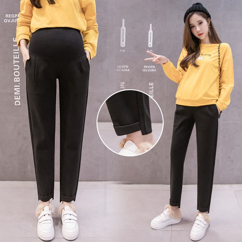 迪鲁奥(DILUAO)孕妇裤子2021秋冬新款休闲裤韩版托腹女小脚烟管裤孕妇外穿裤秋季图片