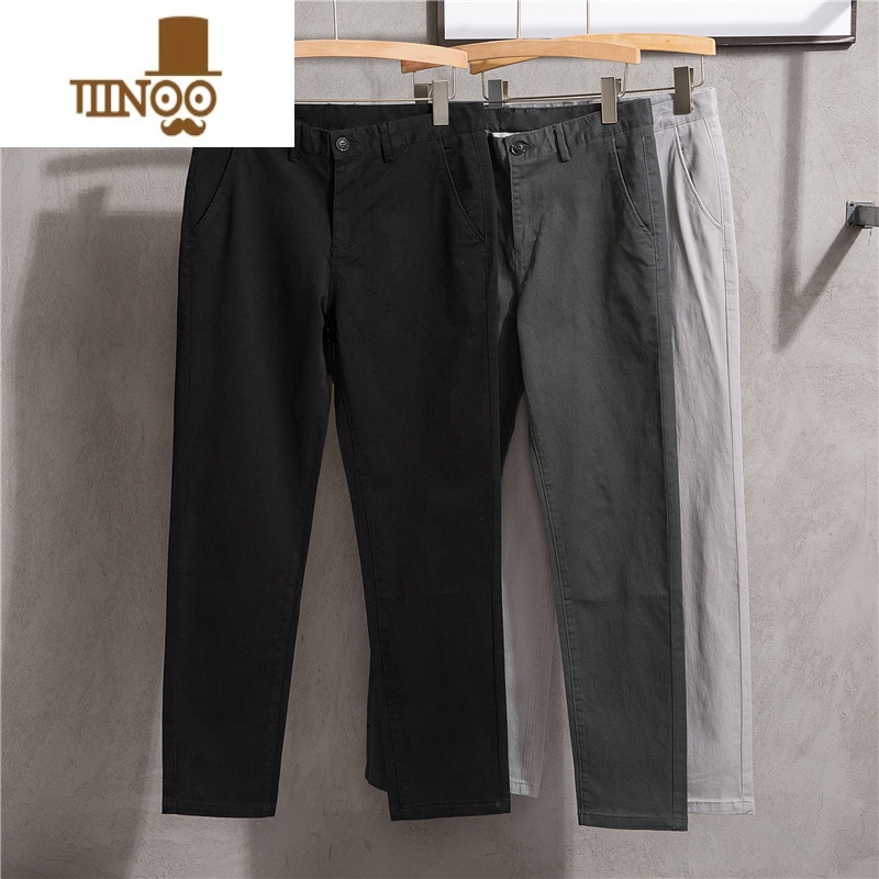 YANXU垂感小西裤男士韩版修身高街2023夏季新款直筒休闲痞帅小脚阔休版高清大图
