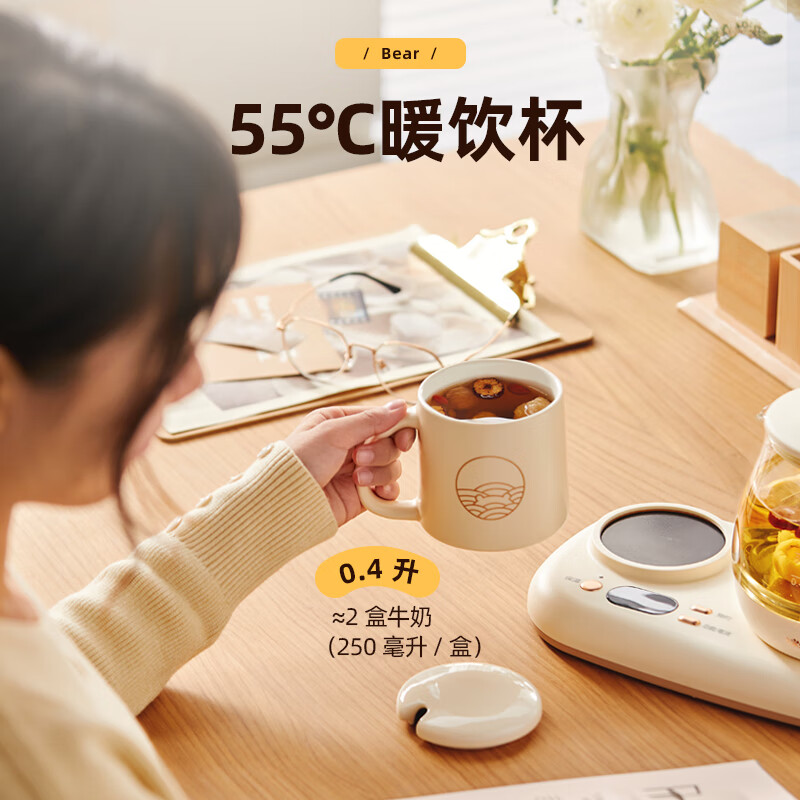 小熊(Bear)迷你养生壶办公室烧水壶电水壶煮茶壶 保温杯垫多功能花茶壶煮水壶0.8升 YSH-D08D3高清大图