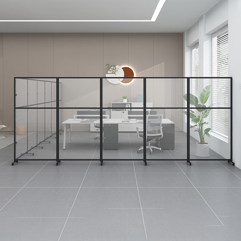 苏宁 质凡 办公室亚克力隔断折叠移动挡板(透明亚克力)/ZF-GD015/1.0米宽*2.0米高高清大图