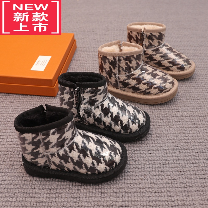 可莉允儿童雪地靴2022冬季新款男童靴子女童棉靴加绒加厚雪地棉防水防滑