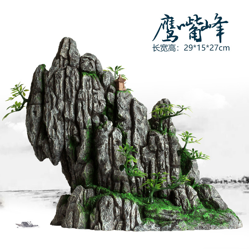 鱼缸仿真假山造景装饰石头布景套餐水族箱大小树脂摆件躲避洞松石