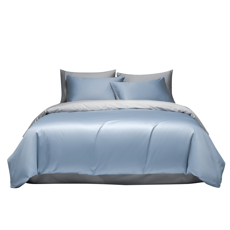 伊伊爱 TJ0HJC2302004 100支纯色四件套 炫灿 软香蓝 200*230cm高清大图