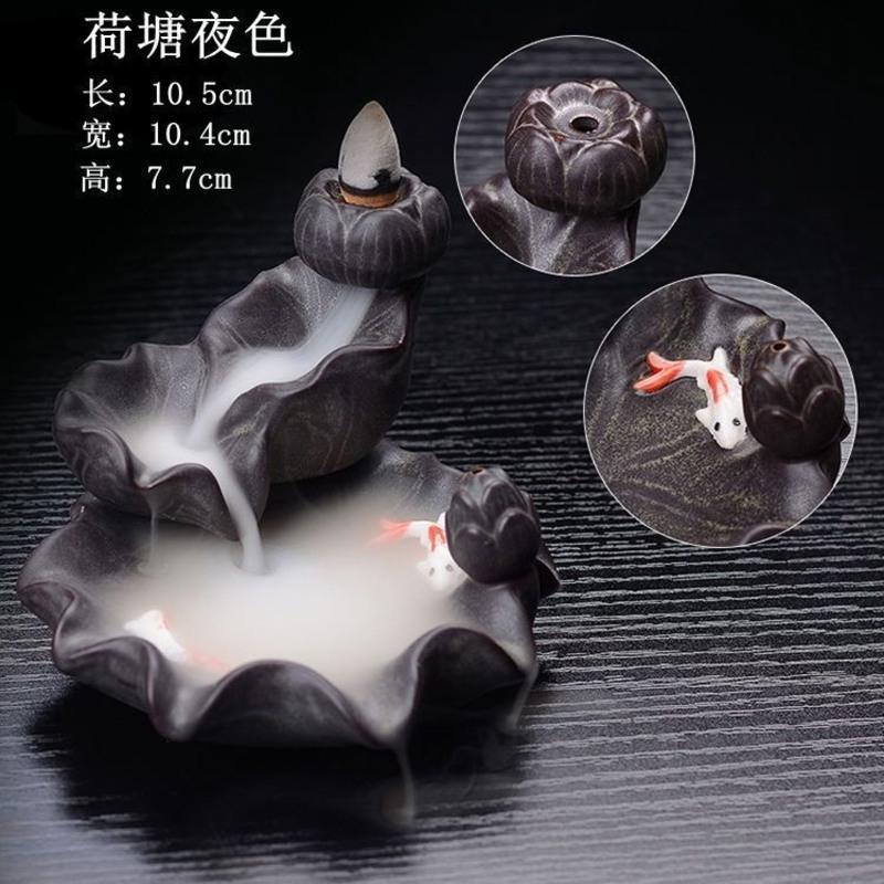 倒流香炉创意檀香炉香道摆件家用室内沉香香薰炉驱蚊去异味 齐聚一堂+60颗倒流香 混装