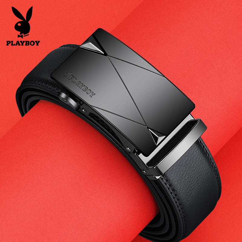 花花公子皮带男士2025新款高档自动牛皮腰带男款真皮裤带官方自2高清大图
