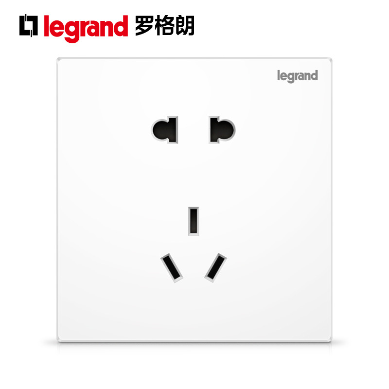罗格朗(Legrand)开关插座仕典白色逸景二三插五孔5孔家用暗装墙壁电源面板86型