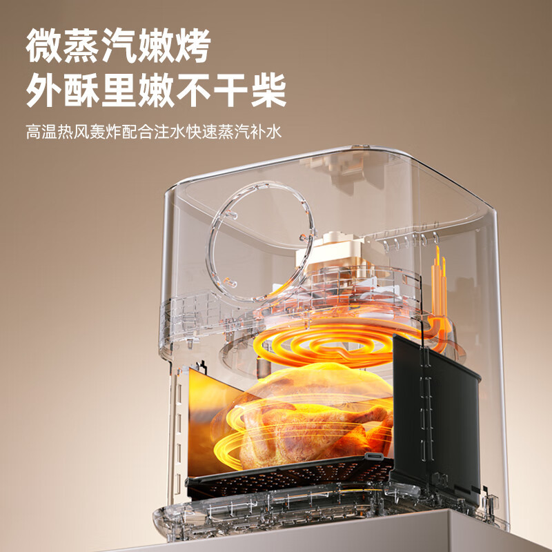 龙的(longde)可视空气炸锅 家用全自动 可视5L大容量 蒸汽嫩 炸烤炸一体免翻面炸锅LD-KL5568_高清大图