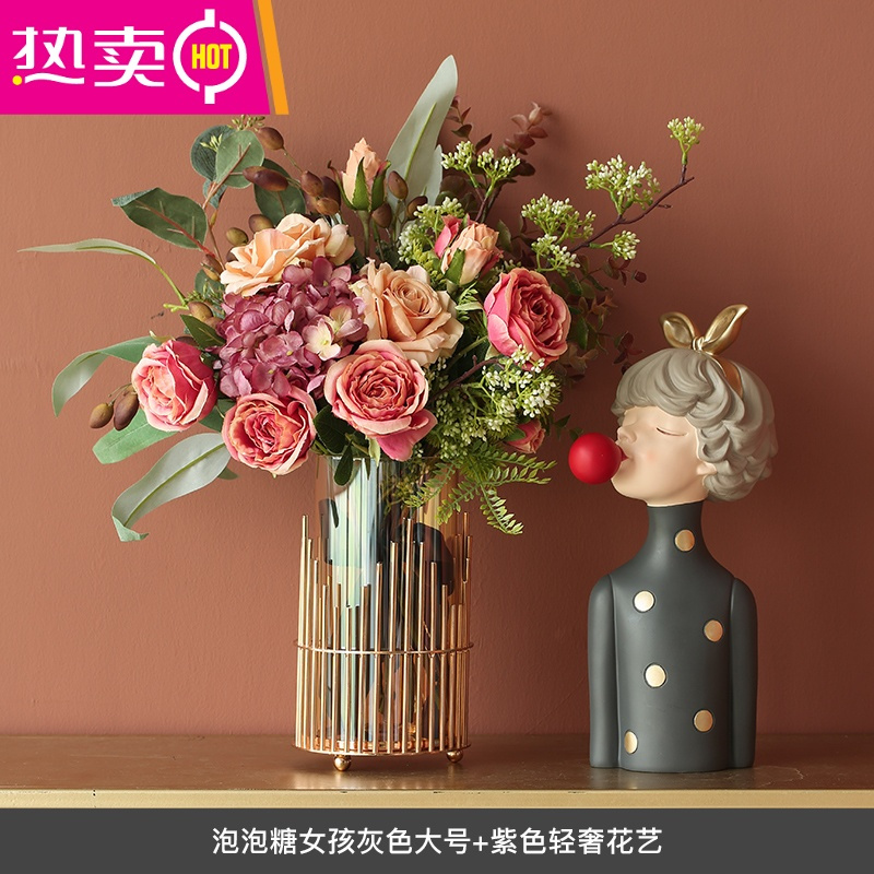 封后 Fenghou 花瓶 花艺轻奢泡泡女孩家居客厅装饰花瓶插花网红北欧干花餐桌花艺卧室摆件fenghou 泡泡糖女孩组合a款 价格图片品牌报价 苏宁易购梦舟家居生活专营店
