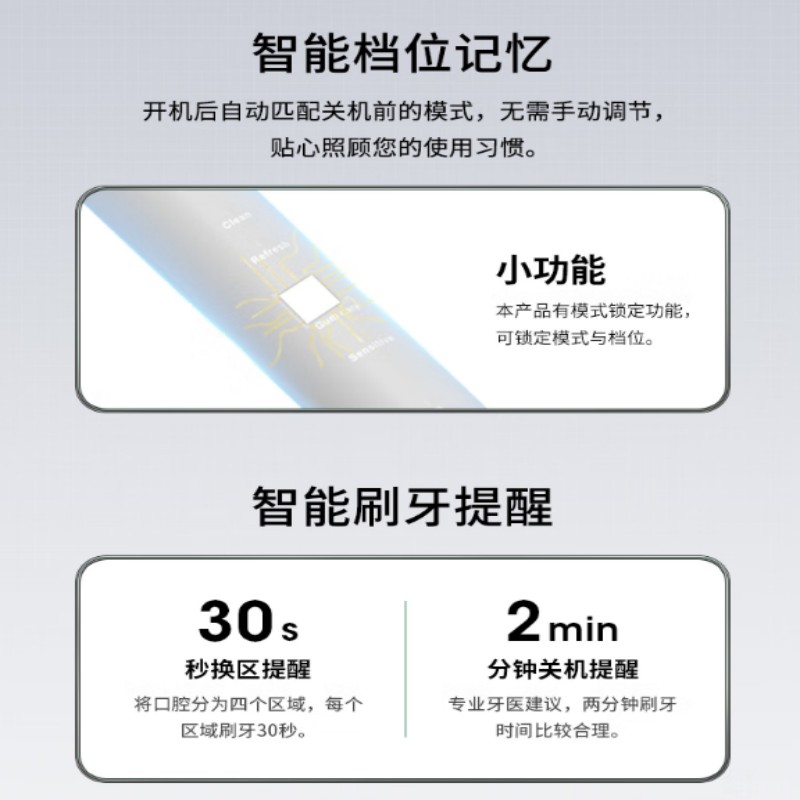 澳得迈(AODMA) 超声波式成人电动牙刷 高频震动 五档洁齿DY-156 2个刷头 白色高清大图