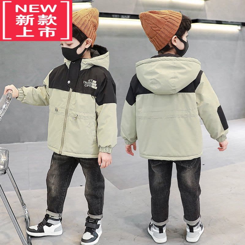 可莉允小男童秋冬装棉服男孩儿童装洋气冬款加绒棉衣派克风衣外套潮8岁9图片