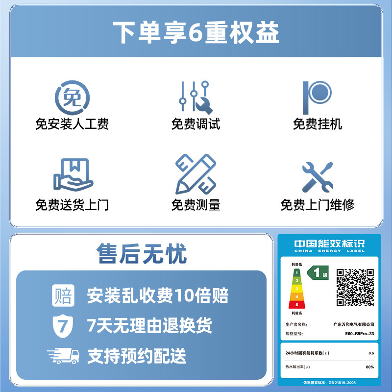 万和(Vanward)长白山电热水器储水式家用厨房60升大户型速热节能省电一级能效、12倍增容E60-R9Pro-33高清大图