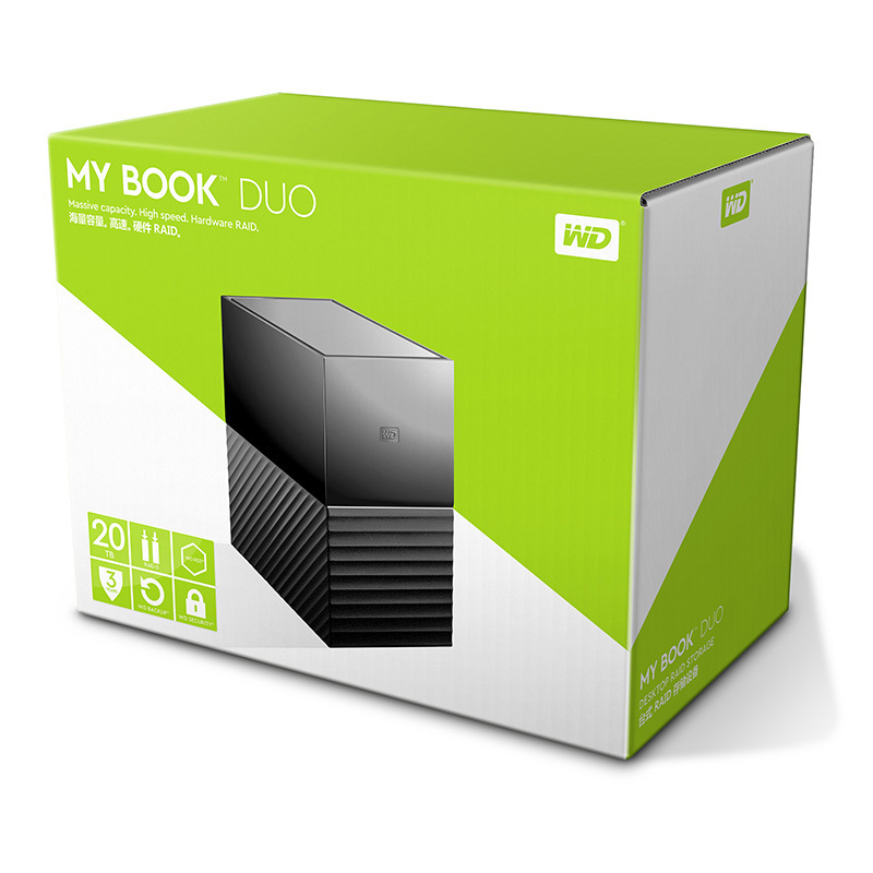 西部数据(WD) 双盘位桌面存储 My Book Duo 移动硬盘3.5英寸 Type-C 2盘位磁盘阵列 20TB