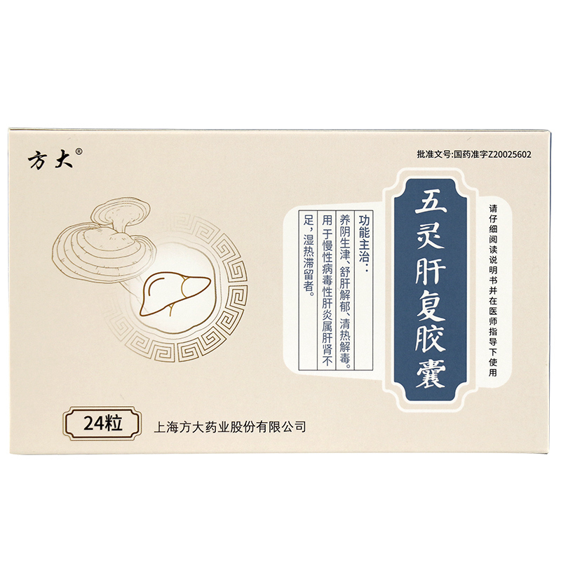 方大五灵肝复胶囊04g24粒盒疏肝解郁清热解毒肝炎肝肾不足湿热慢性