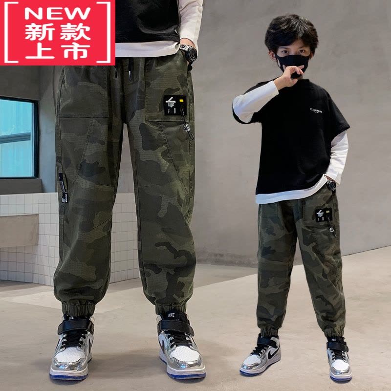 可莉允男童迷彩裤子秋冬装一体加绒棉裤儿童工装裤中大童加厚保暖休闲裤保暖裤图片