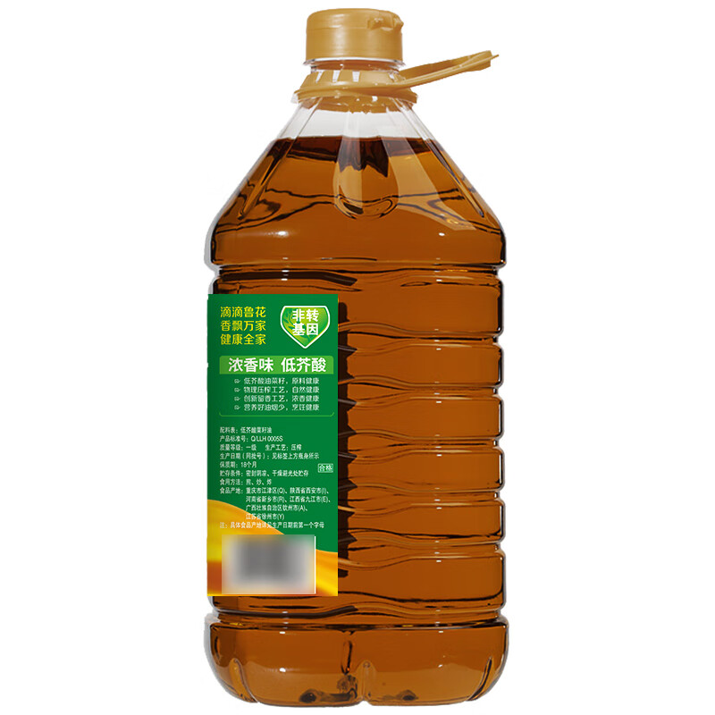 鲁花 低芥酸浓香菜籽油 5L 物理压榨高清大图