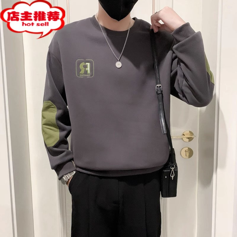 SHANCHAO欧洲站卫衣t恤男士秋季2023新款长袖打底衫男装外套男上衣服