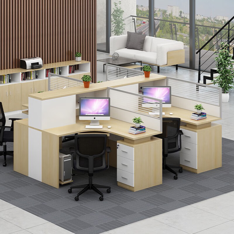 域赢屏风办公桌职员办公桌现代隔断员工位电脑桌工作卡位干字型6人位高清大图