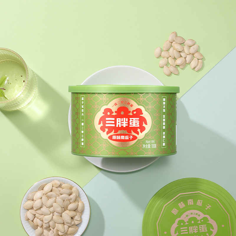 三胖蛋 原味南瓜子 180g*4罐 炒南瓜子坚果炒货休闲办公室零食南瓜籽罐装