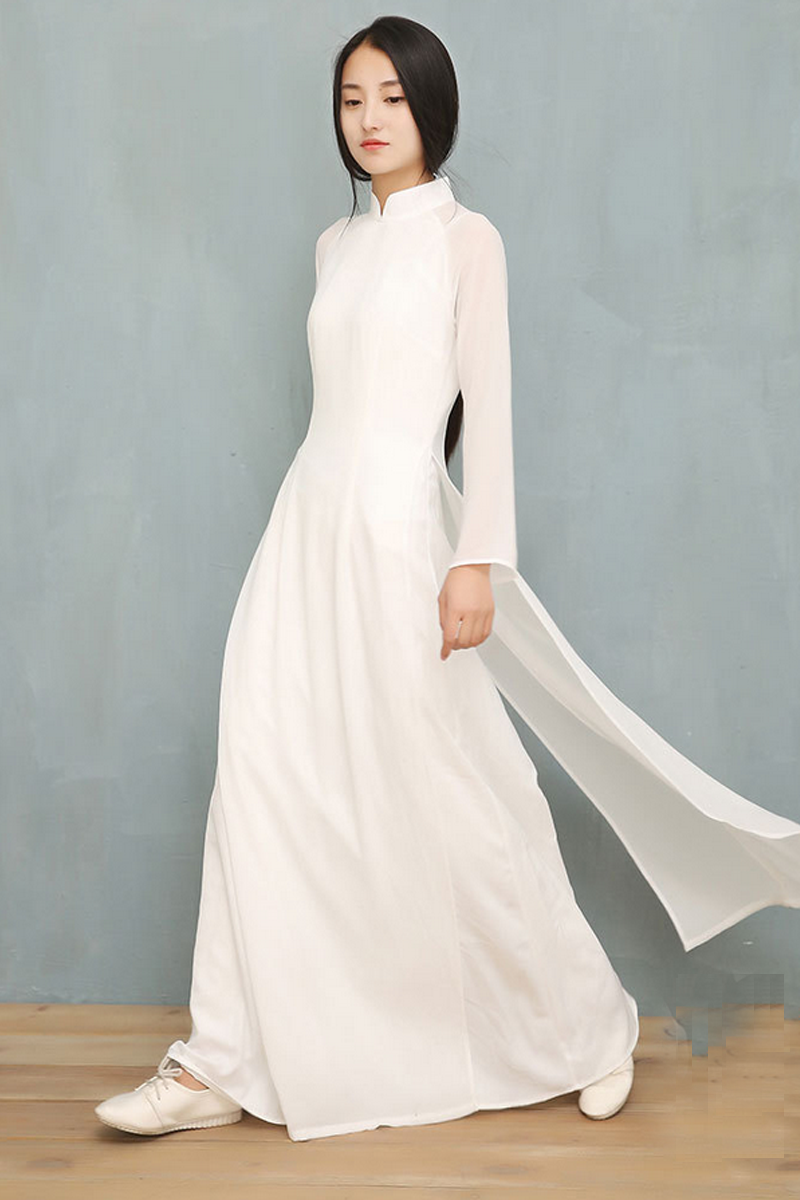 艳如飞中国风女装奥黛旗袍连衣裙雪纺中长款复古修身茶服女仙气禅意夏