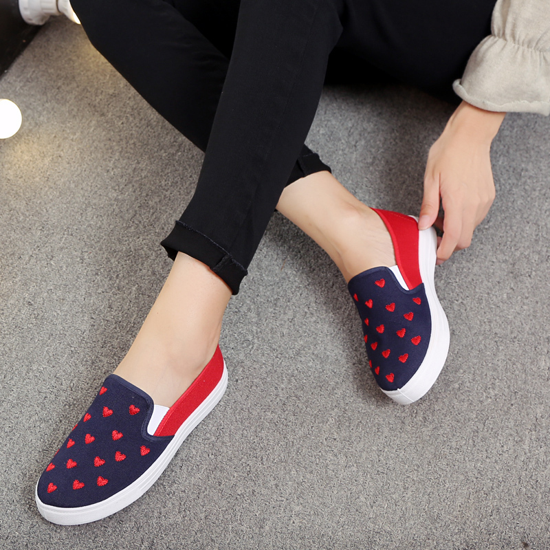 鞋子春夏新款女鞋浅口鞋女平底帆布鞋懒人休闲鞋百搭老北京布单鞋蓝m