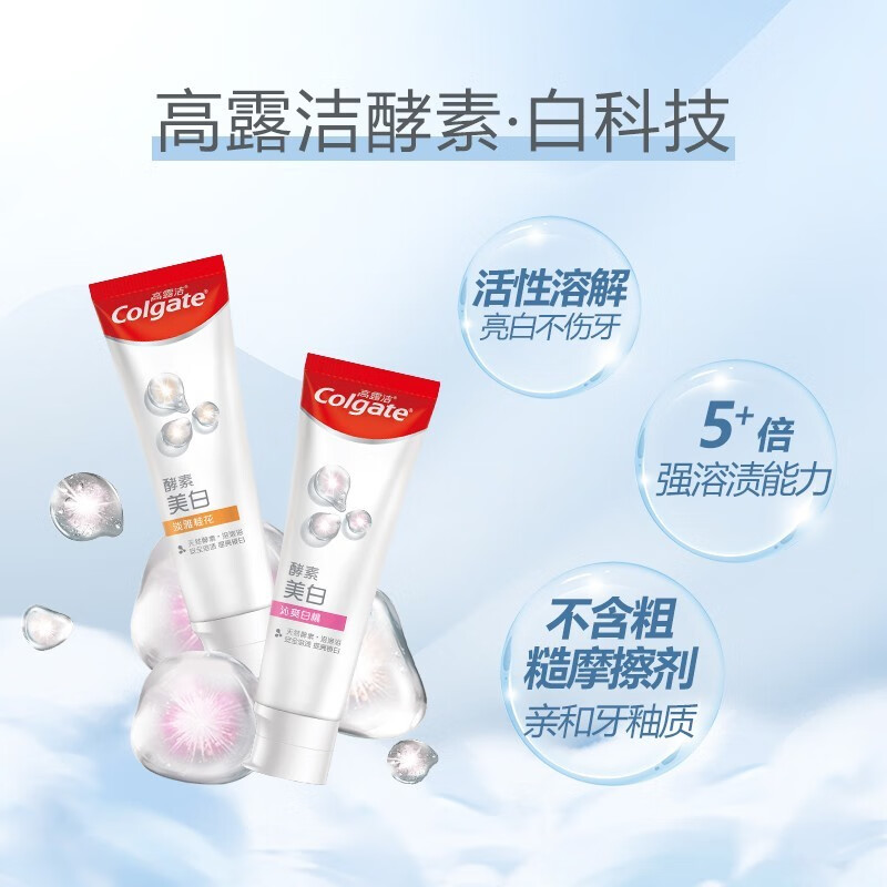 高露洁 美白牙膏 沁爽白桃味120g高清大图